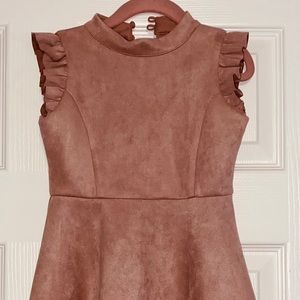 Laser Edge Faux Suede Skater Dress